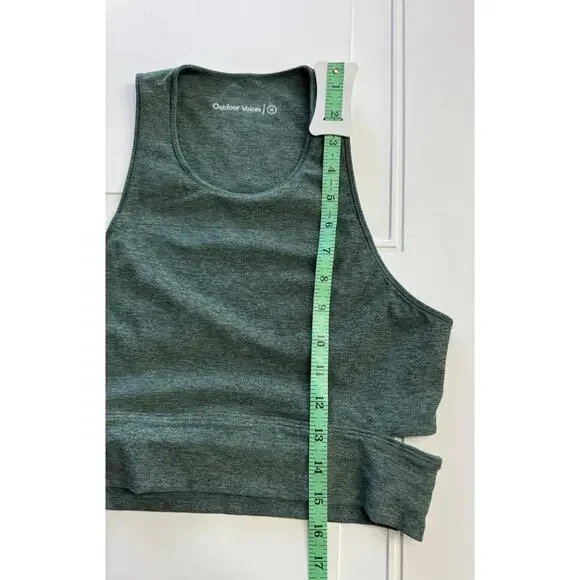 OUTDOOR VOICES Heather Green Slashback Crop Top High Neck Women's Medium - Picture 5 of 6